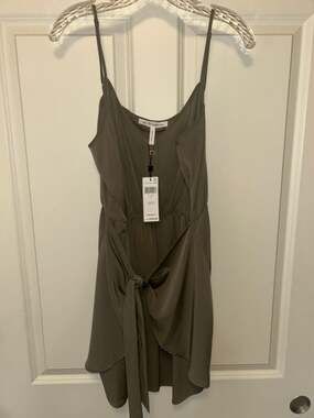 BCBGeneration Olive Green Sleeveless Tie-Front Drape Romper